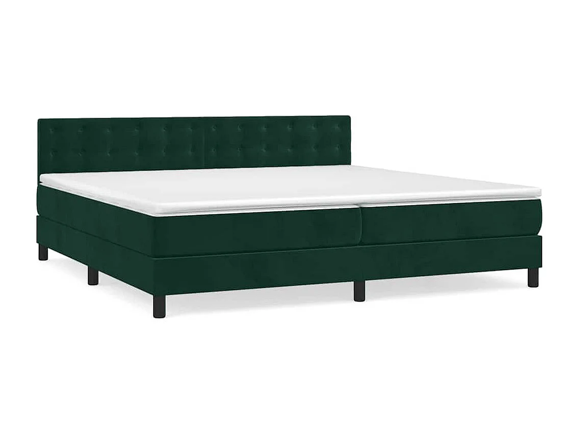 Giroletto a Molle con Materasso Verde Scuro 200x200 cm Velluto