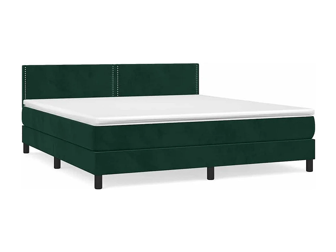 Cama box spring con colchón terciopelo verde oscuro 180x200 cm