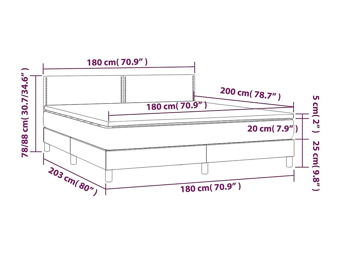 Cama box spring con colchón terciopelo verde oscuro 180x200 cm