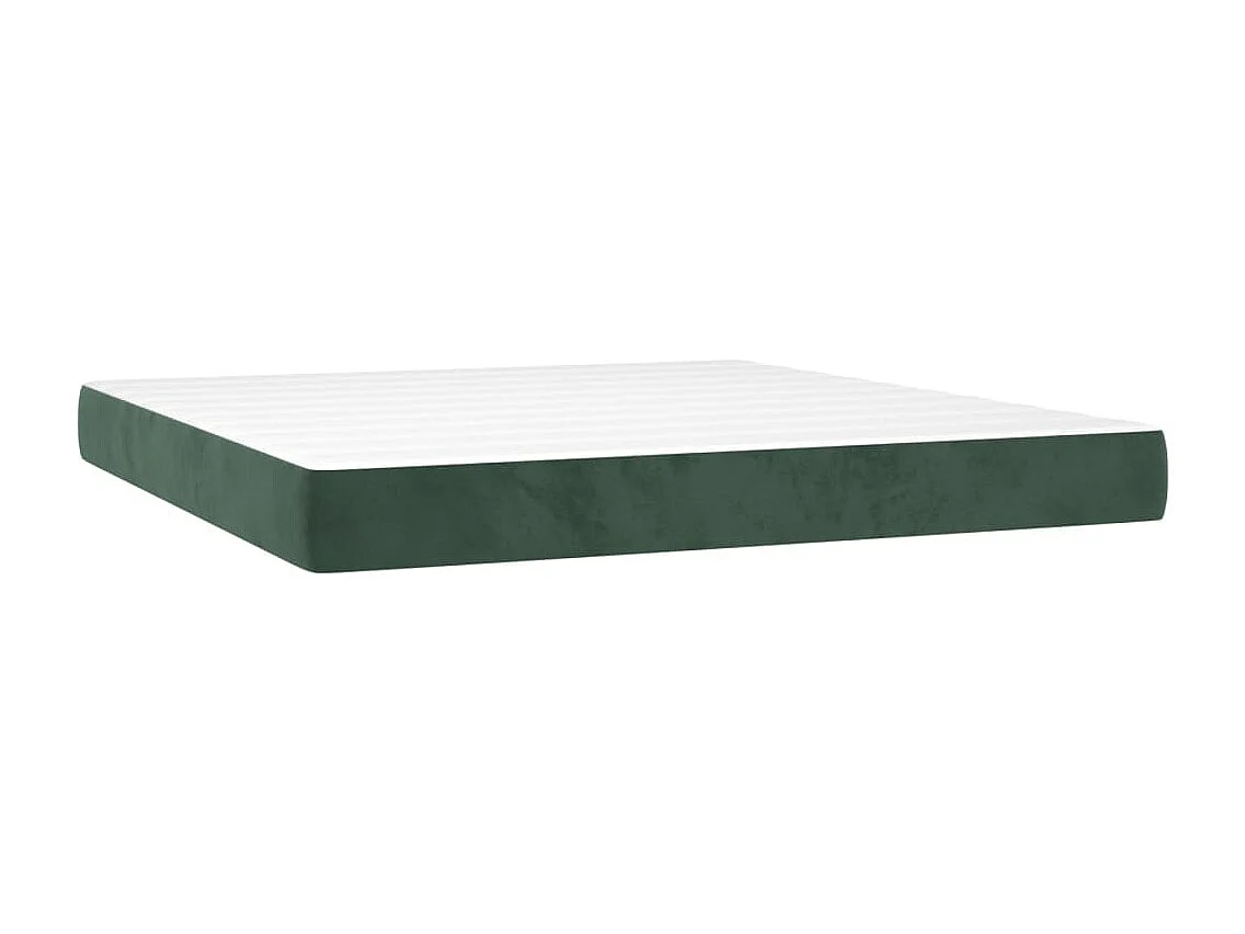 Cama box spring con colchón terciopelo verde oscuro 180x200 cm