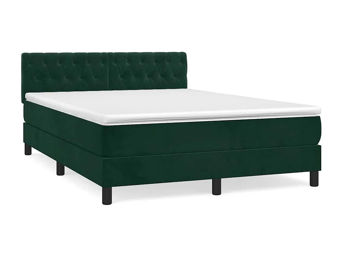 Sommier à lattes de lit et matelas Vert foncé 140x190cm Velours