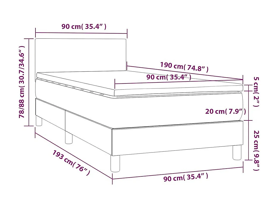 Boxspringbett mit Matratze Dunkelgrün 90x190 cm Samt