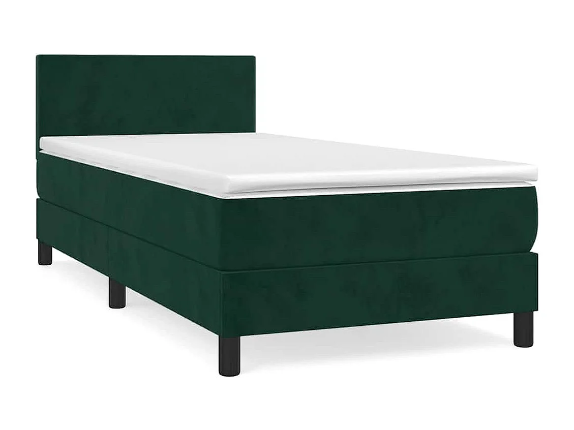 Boxspring met matras fluweel donkergroen 90x190 cm