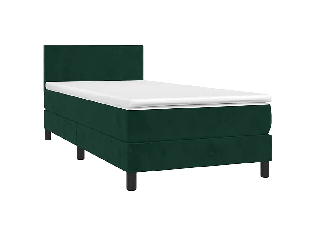 Boxspring met matras fluweel donkergroen 90x190 cm