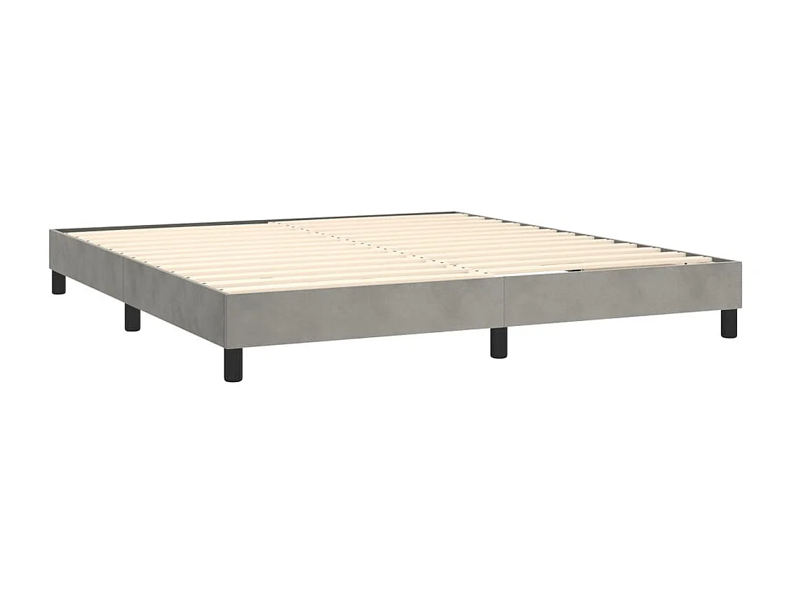 Sommier à lattes de lit et matelas Gris clair 160x200cm Velours