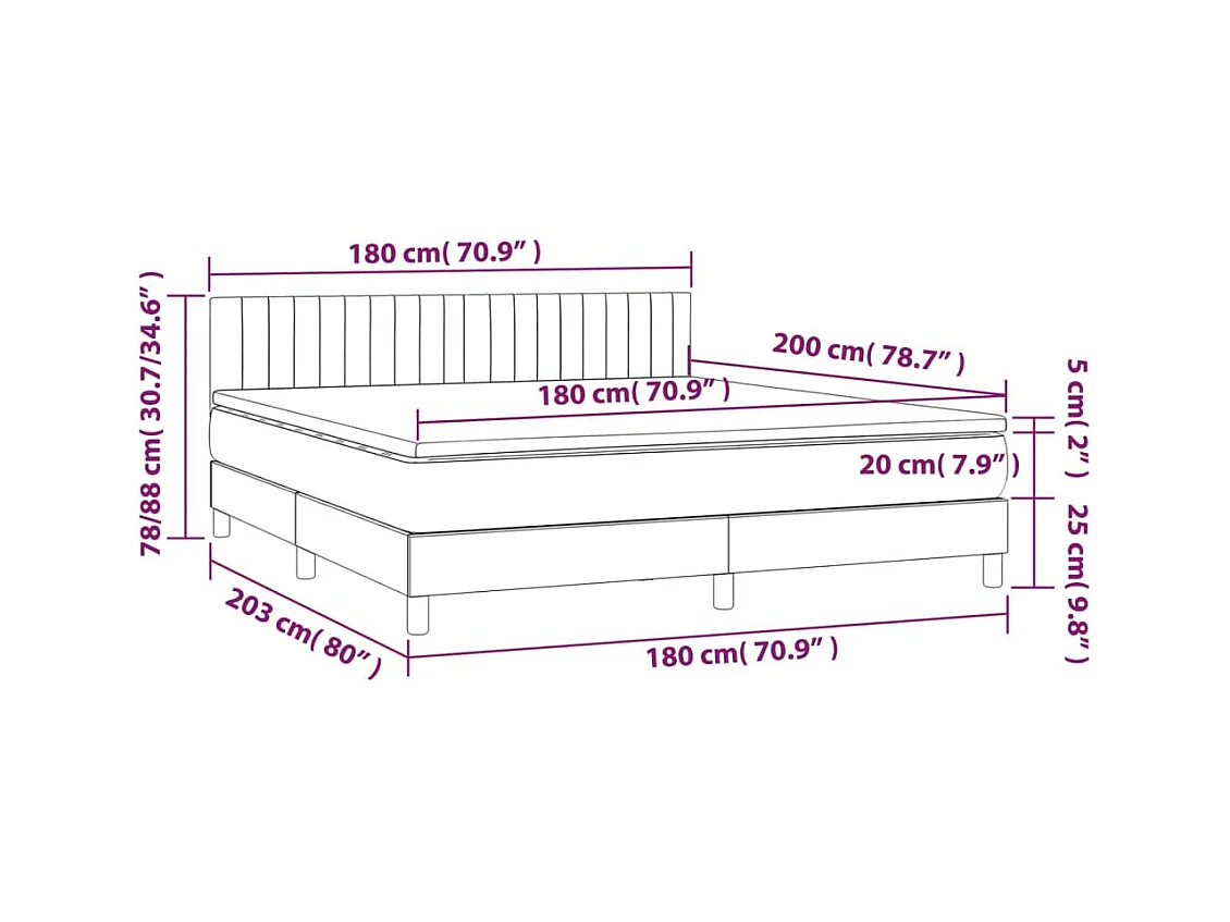 Boxspringbett mit Matratze Hellgrau 180x200 cm Samt