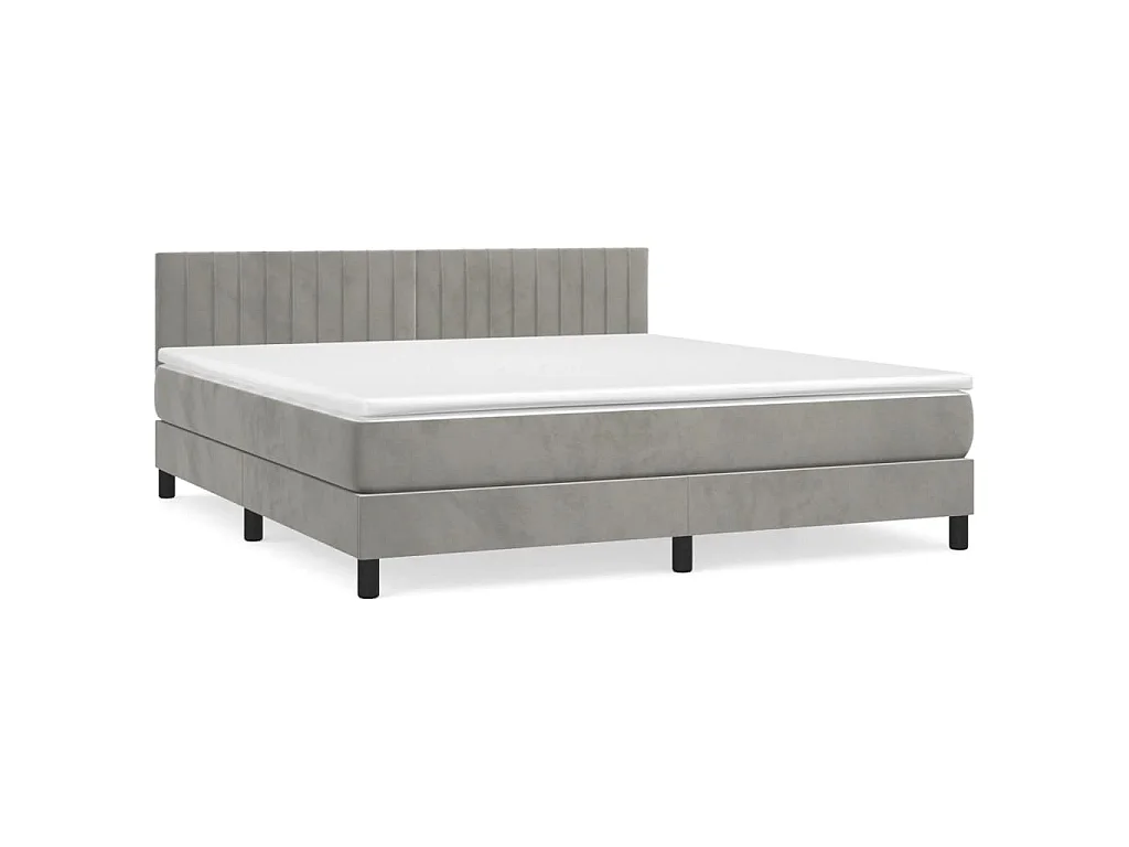 Sommier à lattes de lit et matelas Gris clair 180x200cm Velours