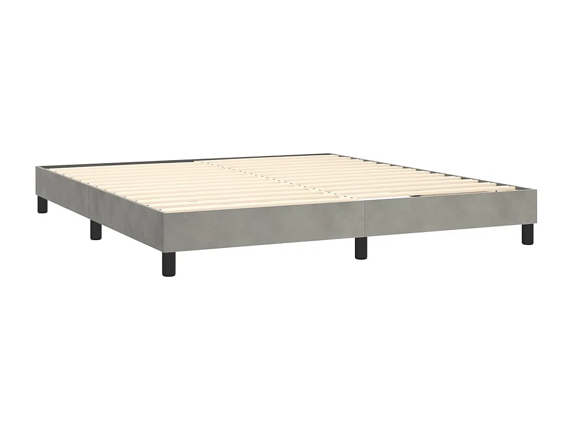 Sommier à lattes de lit et matelas Gris clair 180x200cm Velours