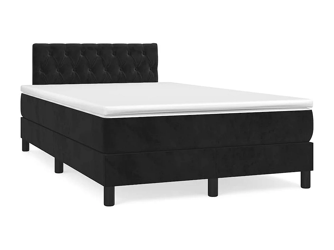 Giroletto a Molle con Materasso Nero 120x200 cm in Velluto