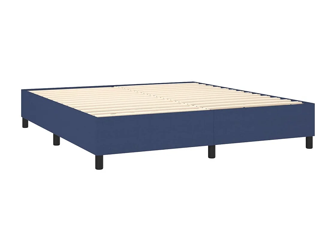 Sommier à lattes de lit matelas et LED Bleu 160x200 cm Tissu