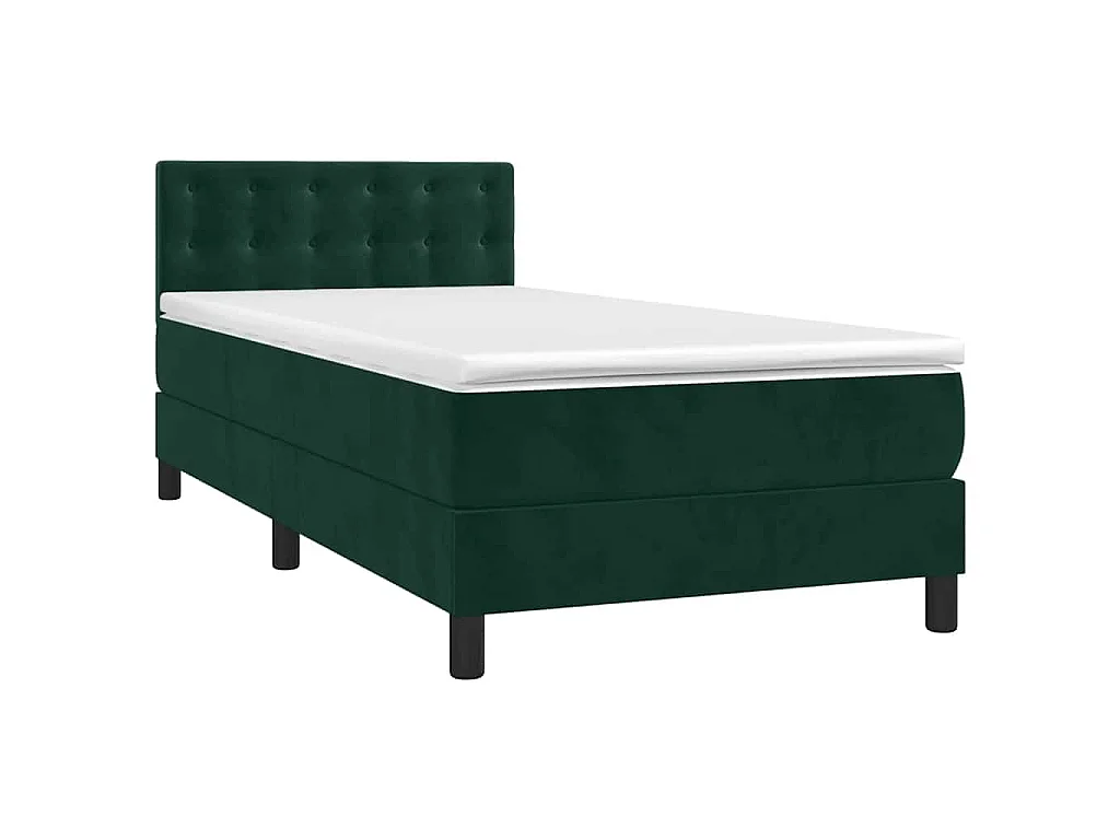 Sommier à lattes de lit avec matelas Vert foncé 100x200 cm