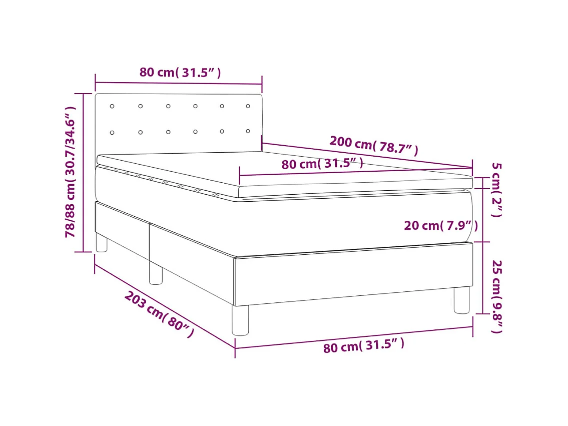 Boxspring met matras fluweel donkerblauw 80x200 cm