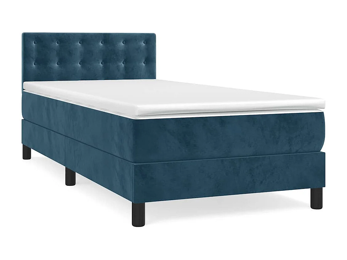 Giroletto a Molle con Materasso Blu Scuro 80x200 cm in Velluto