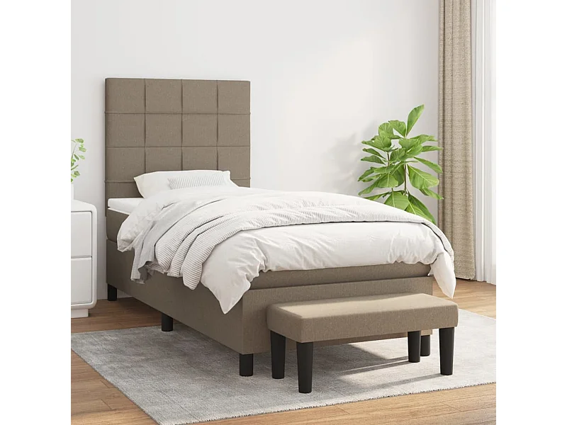 Cama com molas/colchão 90x200 cm tecido castanho-acinzentado