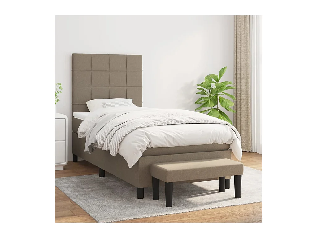 Cama com molas/colchão 90x200 cm tecido castanho-acinzentado