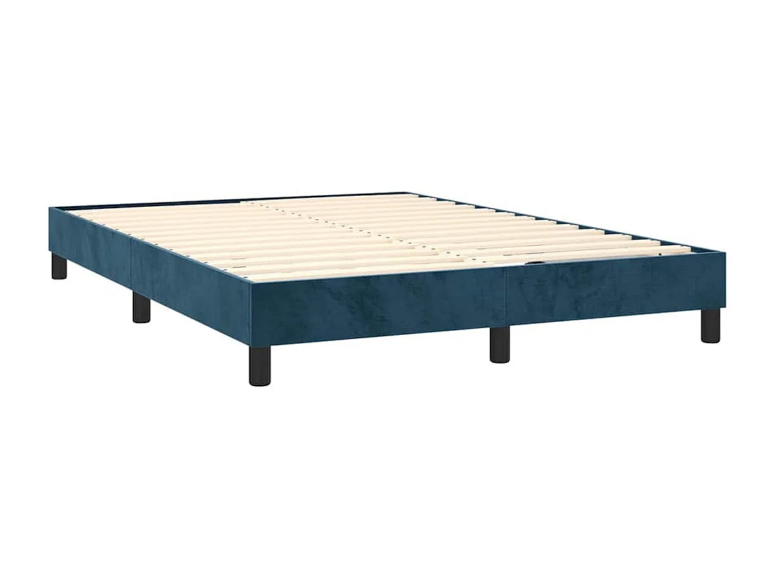 Cama box spring con colchón terciopelo azul oscuro 140x200 cm