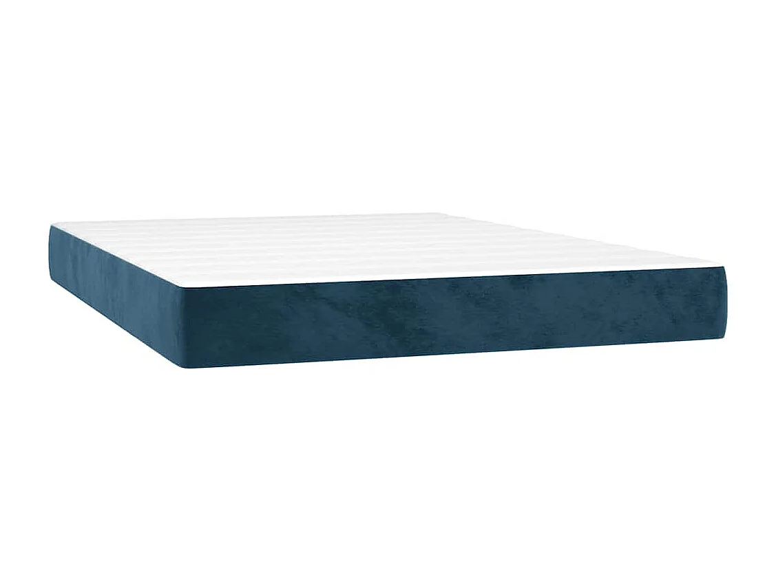 Cama box spring con colchón terciopelo azul oscuro 140x200 cm