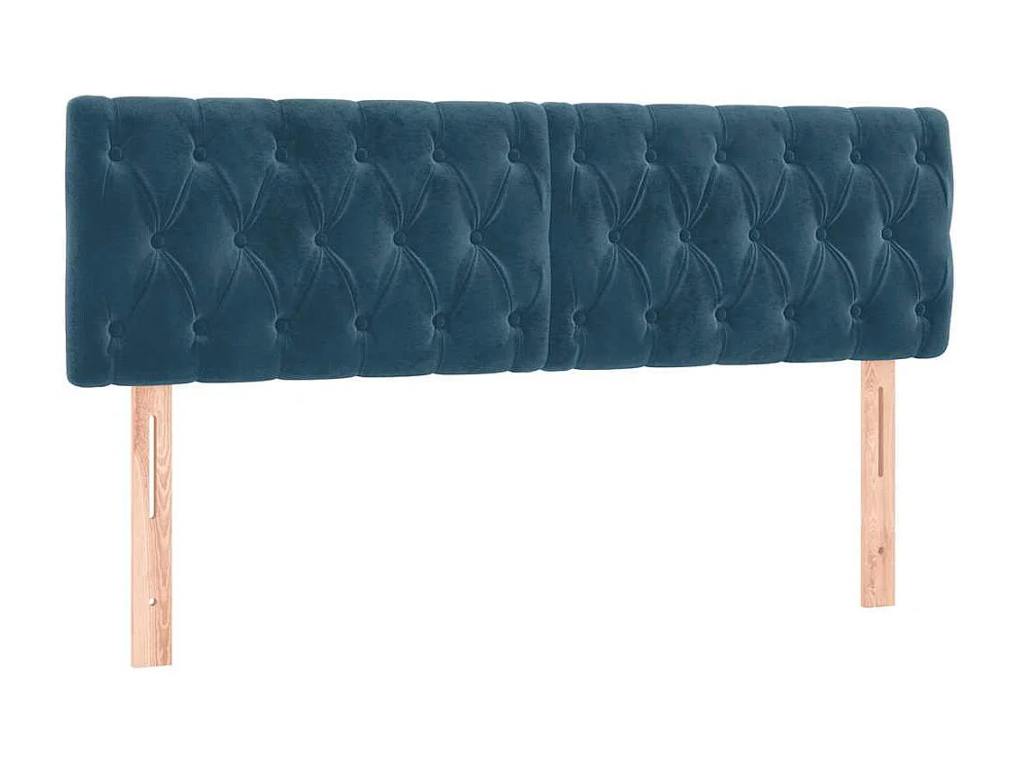 Cama box spring con colchón terciopelo azul oscuro 140x200 cm