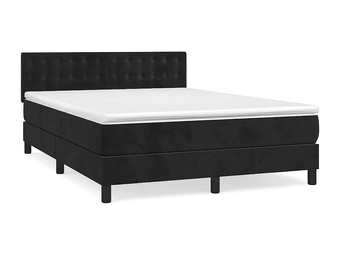 Sommier à lattes de lit avec matelas Noir 140x200 cm Velours