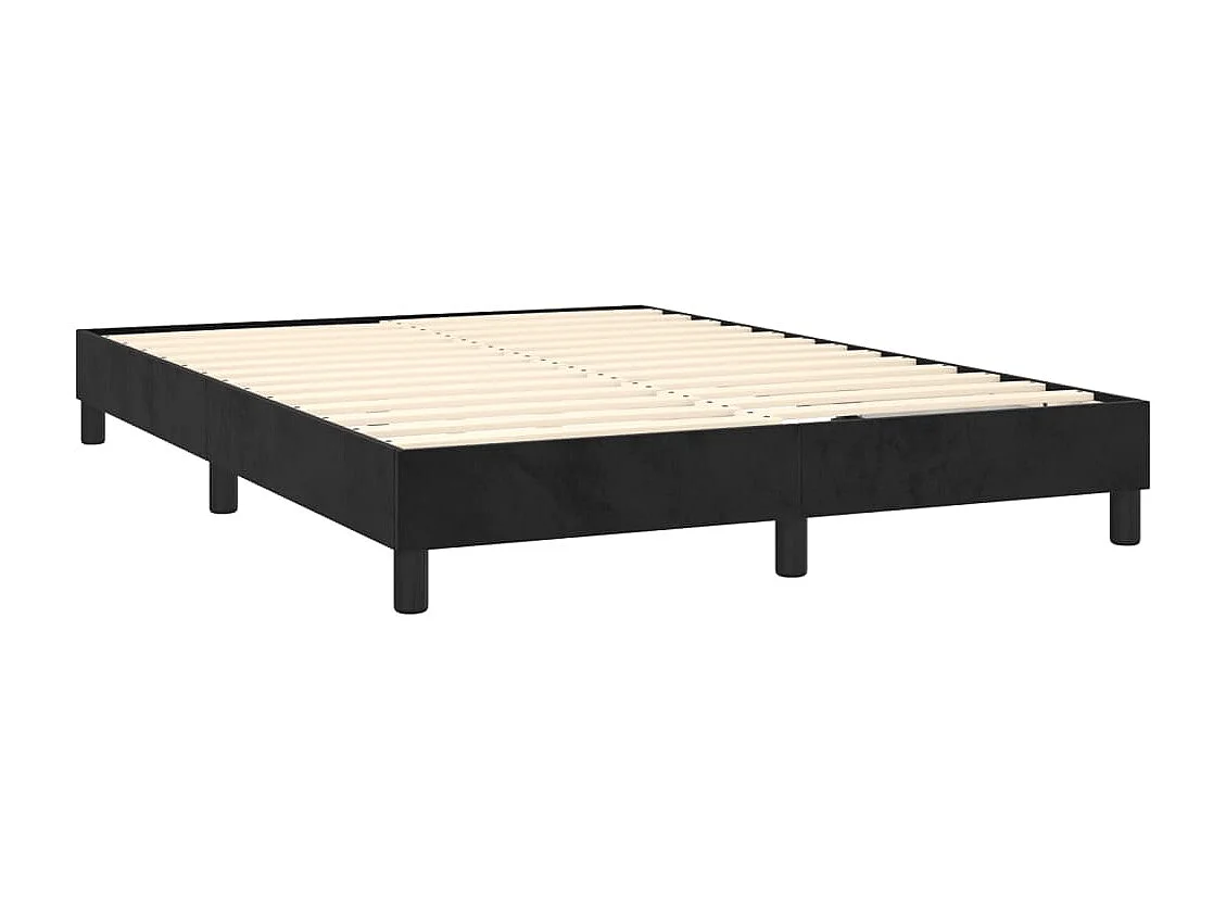 Sommier à lattes de lit avec matelas Noir 140x200 cm Velours