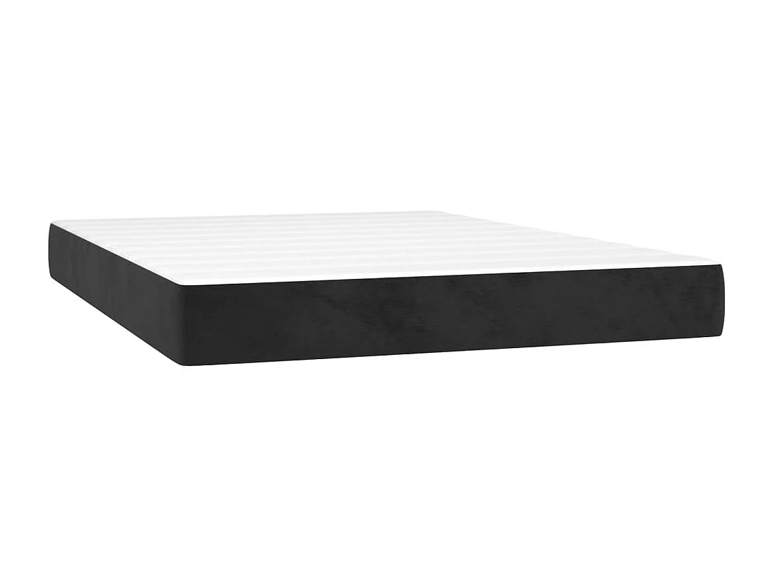 Sommier à lattes de lit avec matelas Noir 140x200 cm Velours