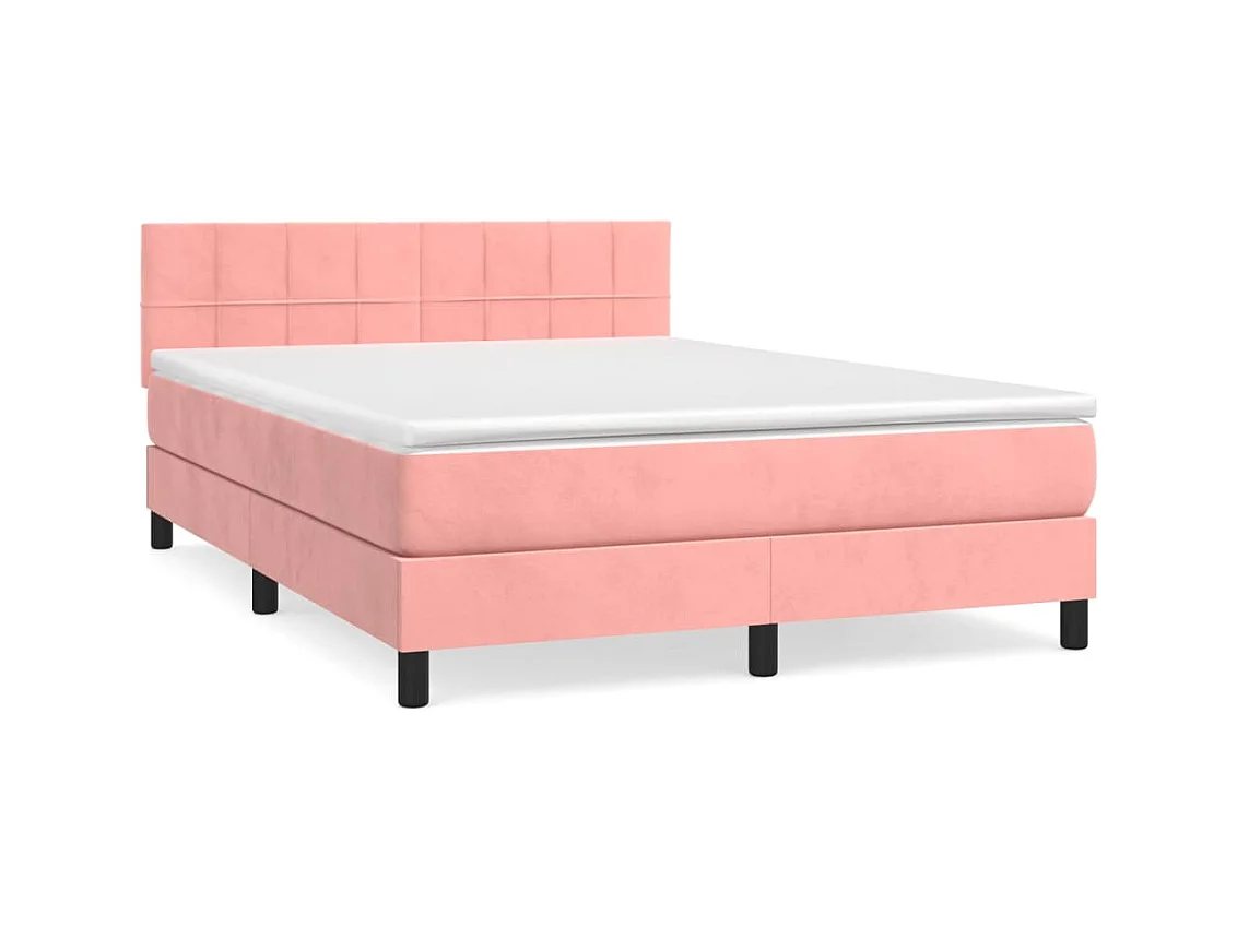 Boxspringbett mit Matratze Rosa 140x200 cm Samt