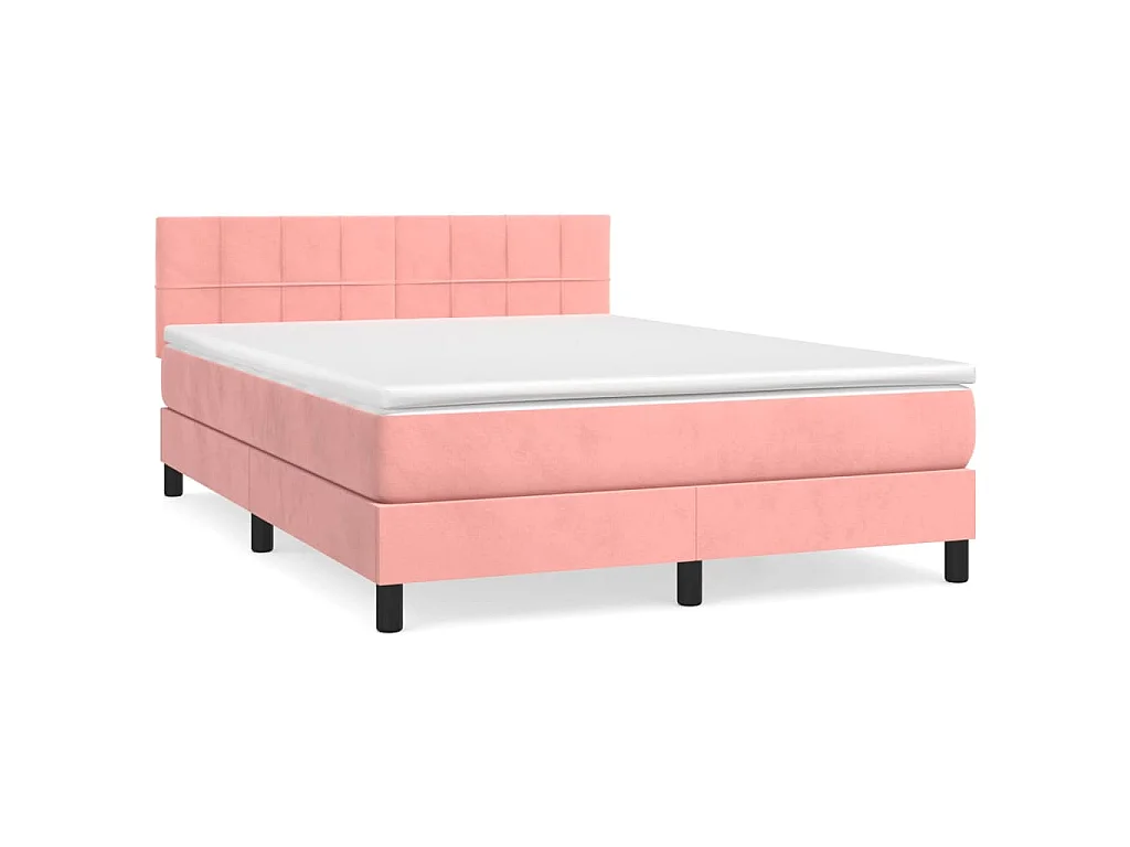 Giroletto a Molle con Materasso Rosa 140x200 cm in Velluto