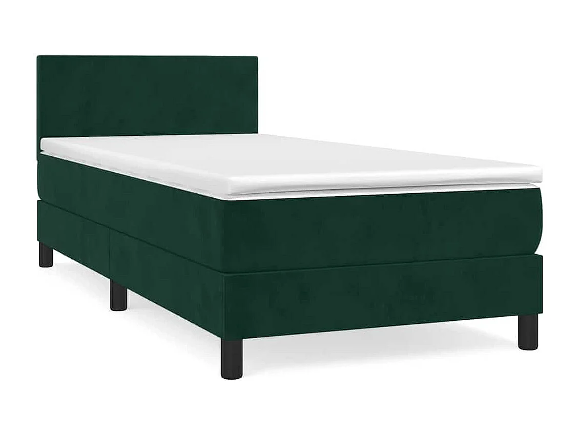 Boxspring met matras fluweel donkergroen 100x200 cm