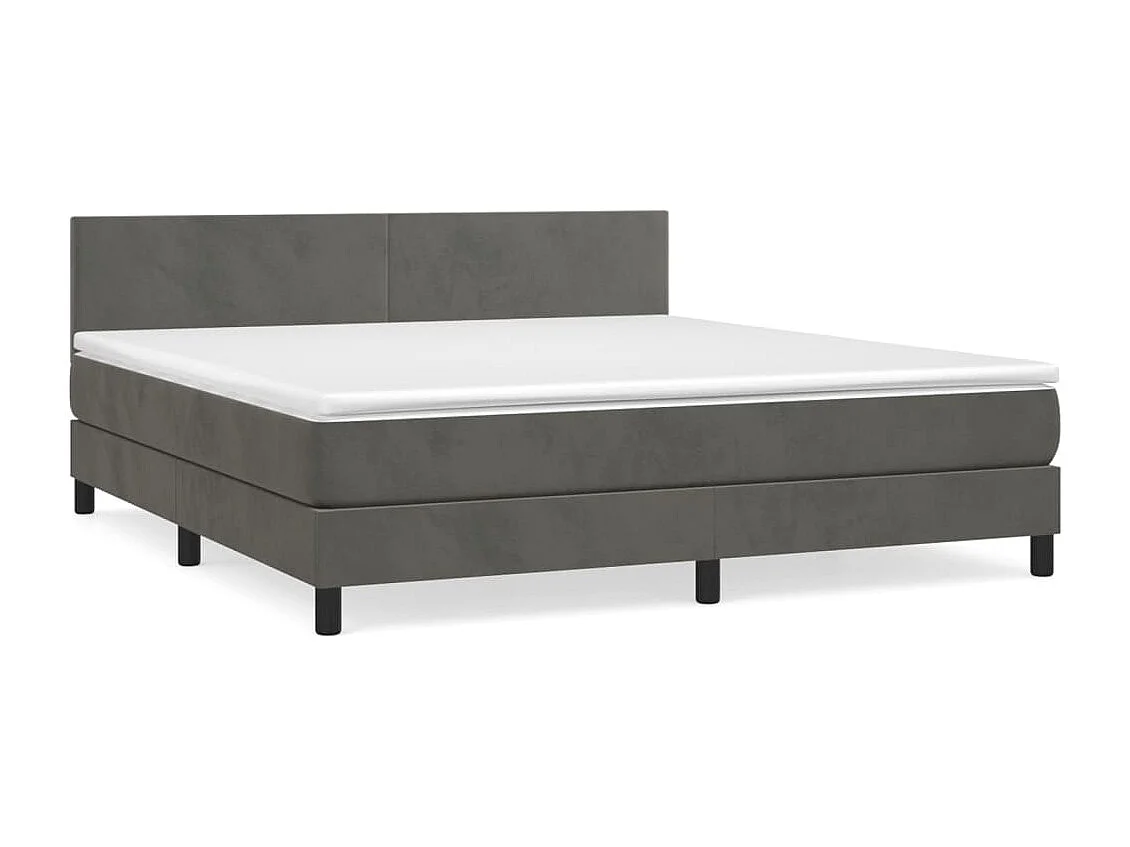 Boxspring met matras fluweel donkergrijs 180x200 cm