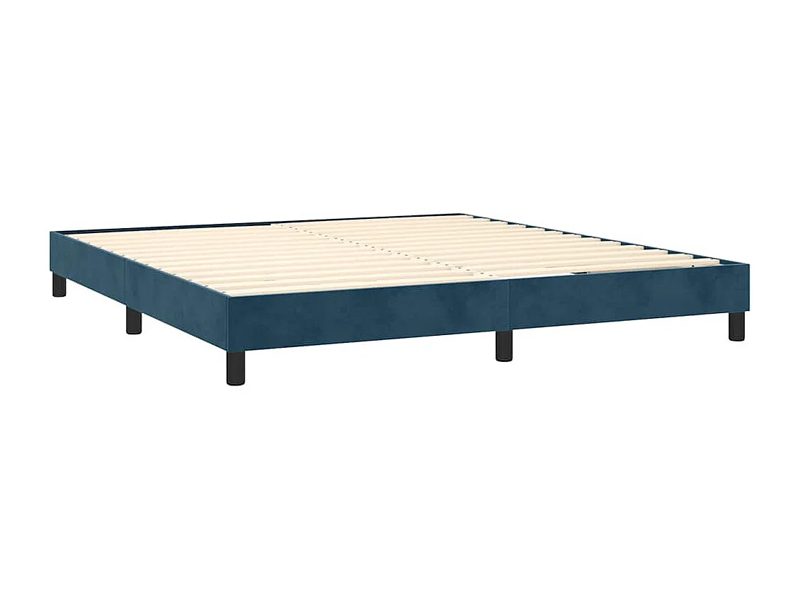 Sommier à lattes de lit et matelas Bleu foncé 160x200cm Velours