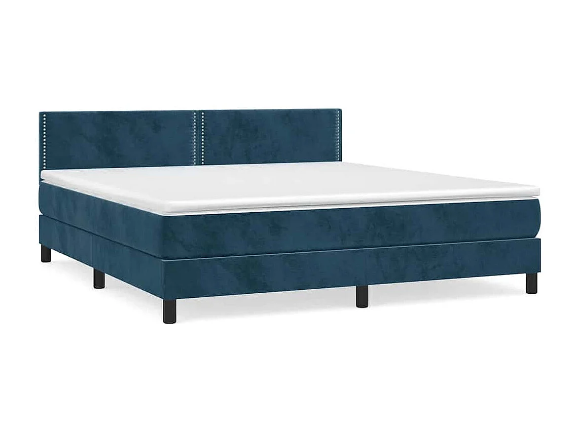 Boxspring met matras fluweel donkerblauw 160x200 cm