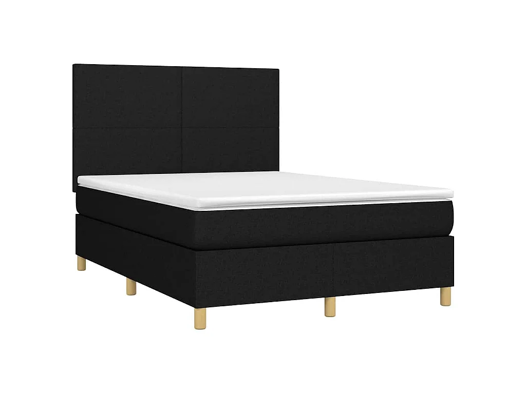 Boxspring met matras en LED stof zwart 140x190 cm