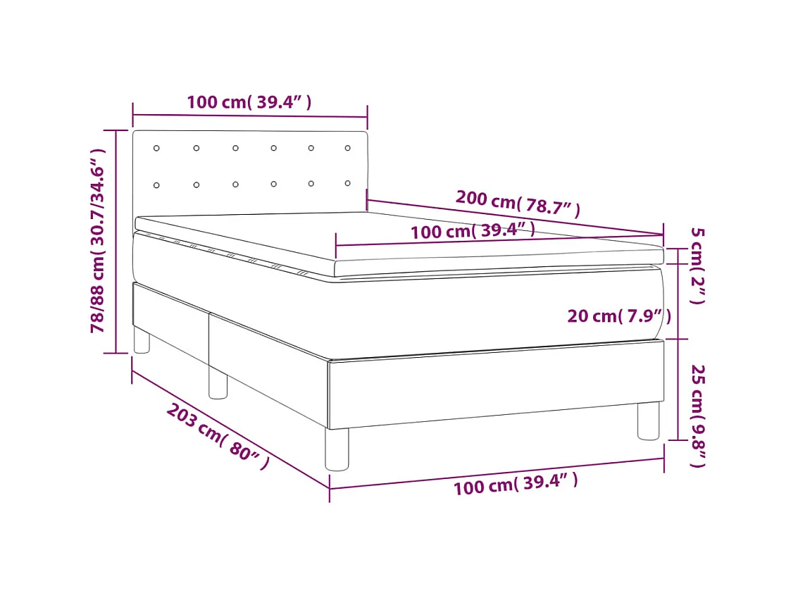 Boxspring met matras fluweel roze 100x200 cm