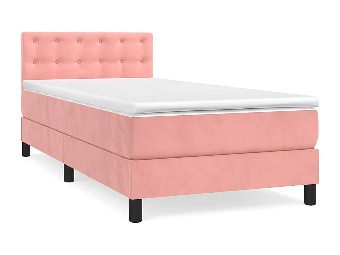 Giroletto a Molle con Materasso Rosa 100x200 cm in Velluto