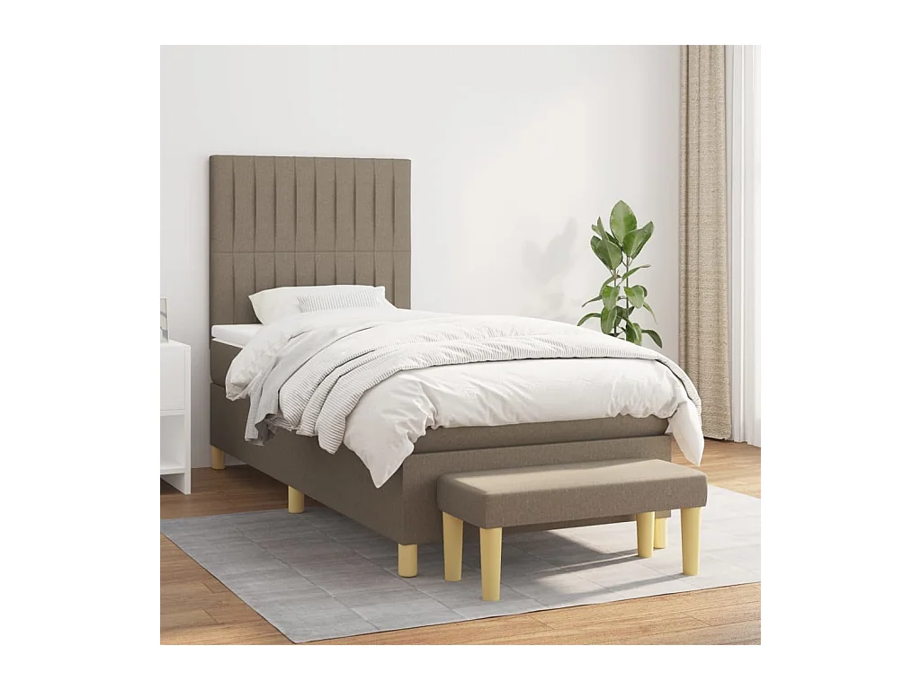Sommier à lattes de lit avec matelas Taupe 100x200 cm Tissu