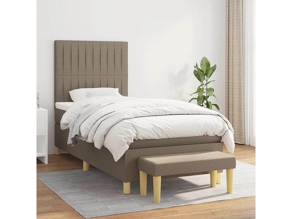 Boxspringbett mit Matratze Taupe 100x200 cm Stoff