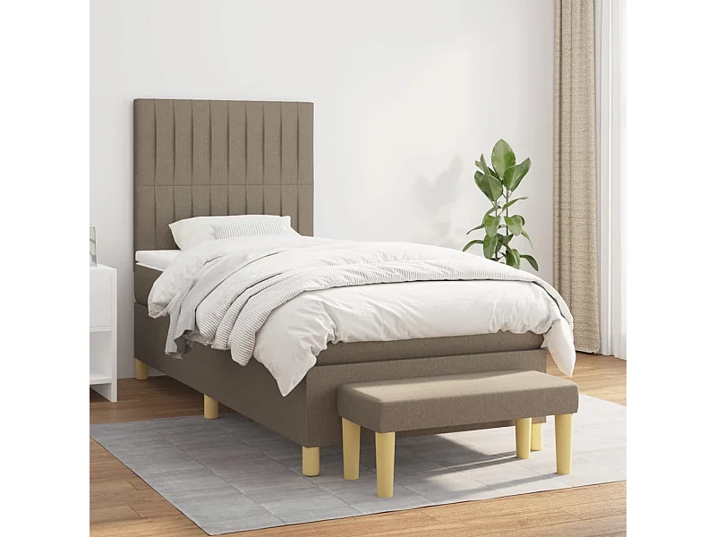 Boxspringbett mit Matratze Taupe 100x200 cm Stoff