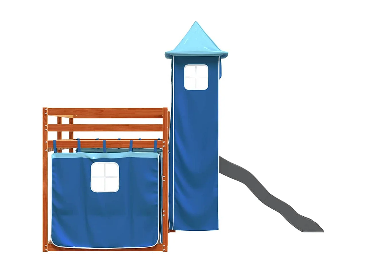 Lit superposé sans matelas avec toboggan et rideaux 90x200 cm