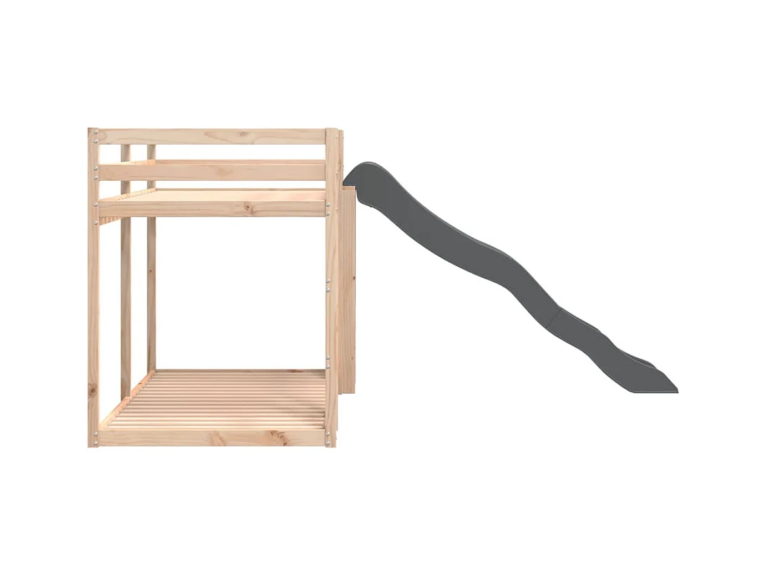 Lit superposé avec toboggan et échelle sans matelas 90x190 cm