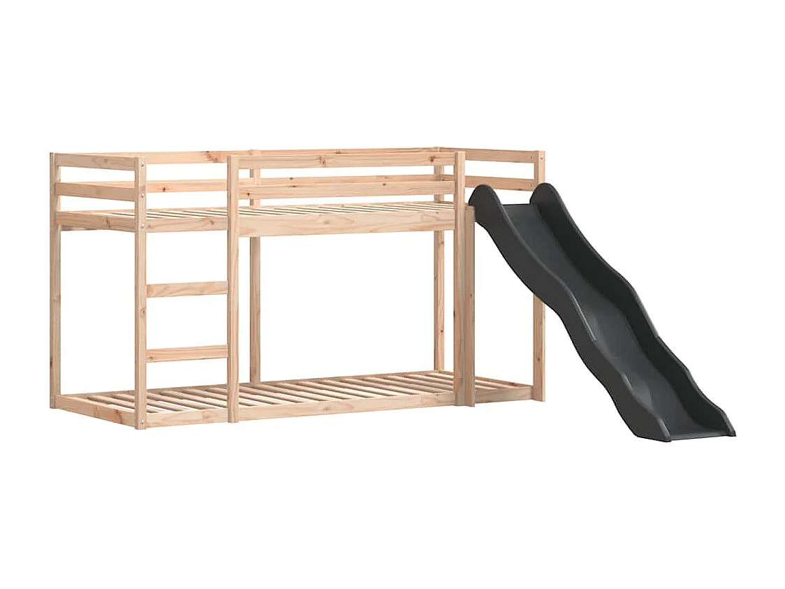 Letto a Castello Scivolo e Scala 90x190 cm Legno Massello Pino