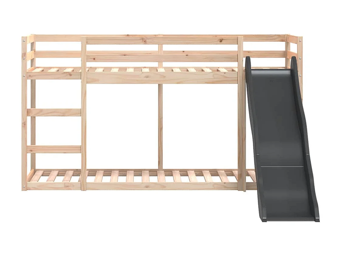 Letto a Castello Scivolo e Scala 90x190 cm Legno Massello Pino