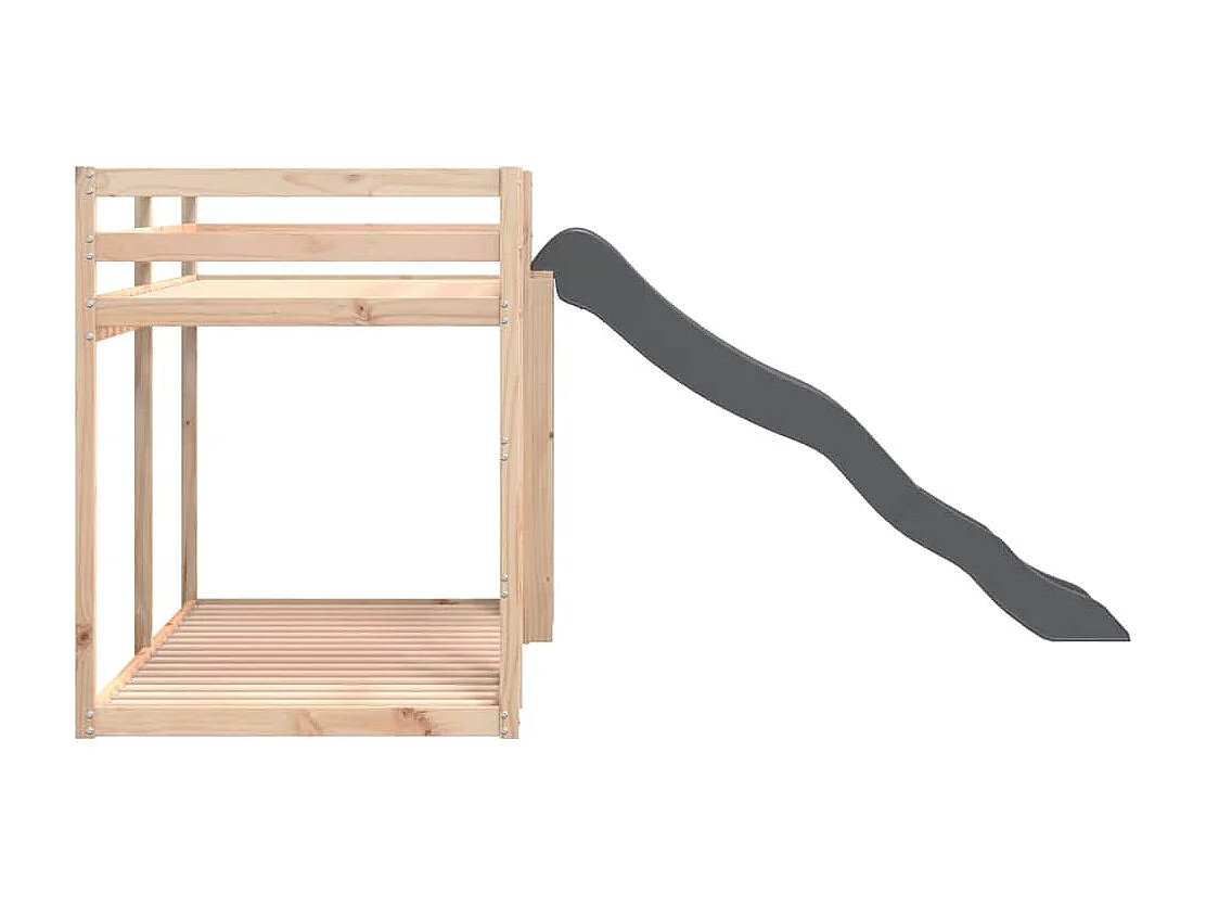 Letto a Castello Scivolo e Scala 90x190 cm Legno Massello Pino