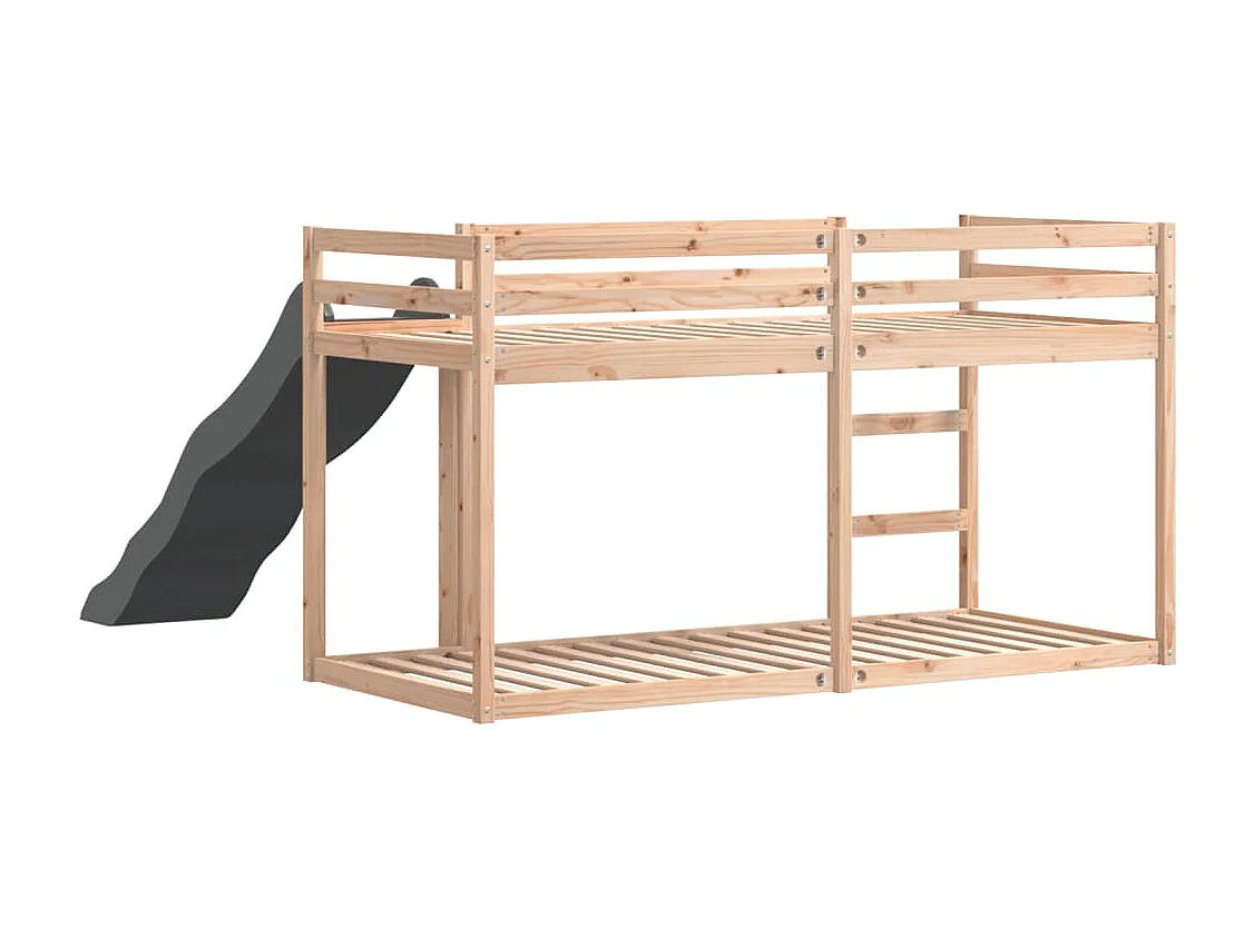 Letto a Castello Scivolo e Scala 90x190 cm Legno Massello Pino