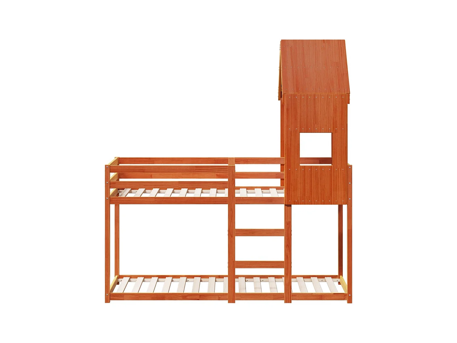 Letto a Castello con Tetto Marrone Cera 90x190 cm Massello Pino