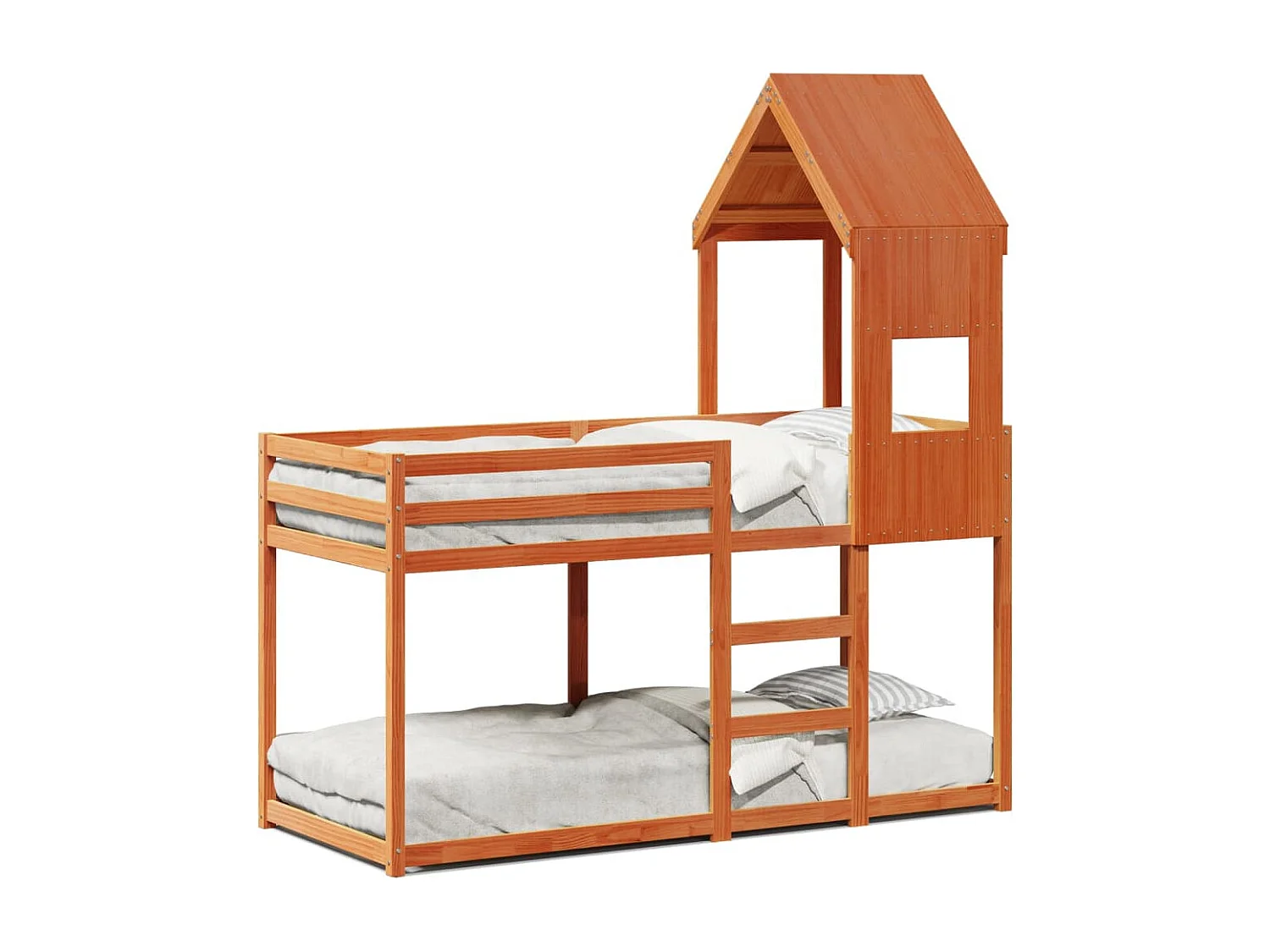 Etagenbett mit Dach Wachsbraun 90x190 cm Massivholz Kiefer