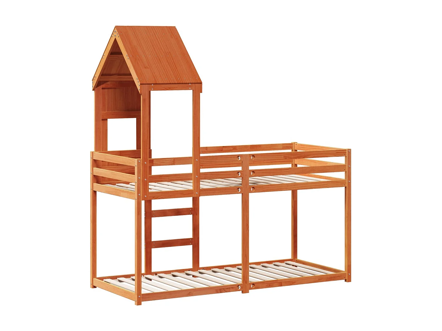 Etagenbett mit Dach Wachsbraun 90x190 cm Massivholz Kiefer