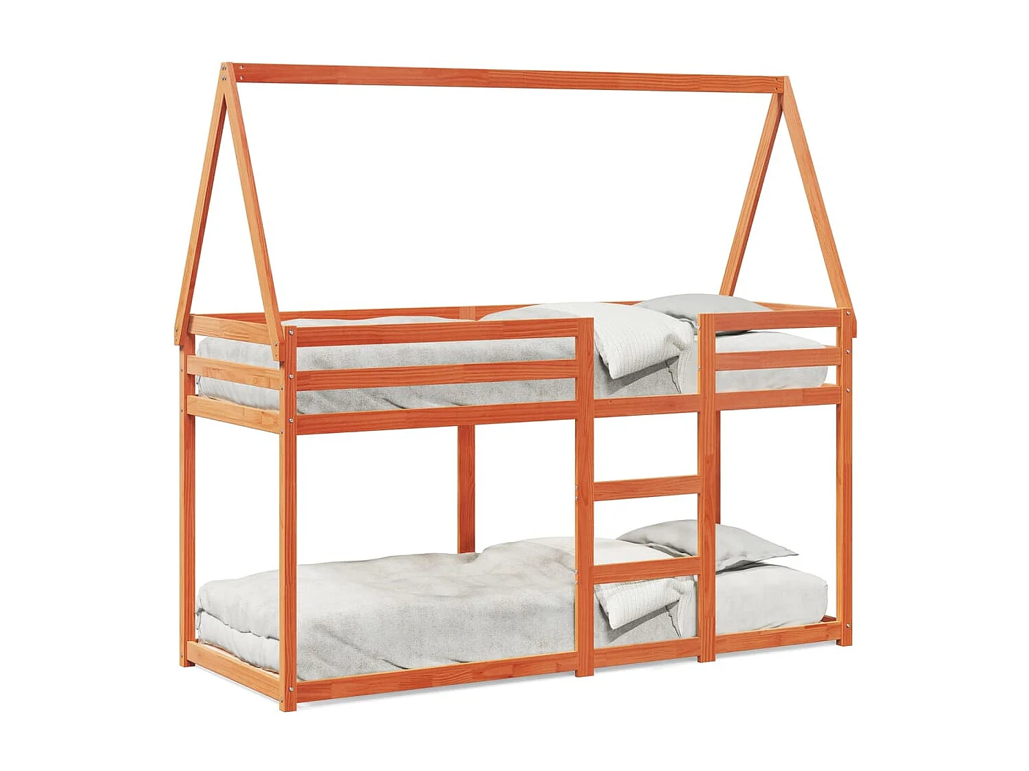 Etagenbett mit Dach Wachsbraun 90x200 cm Massivholz Kiefer
