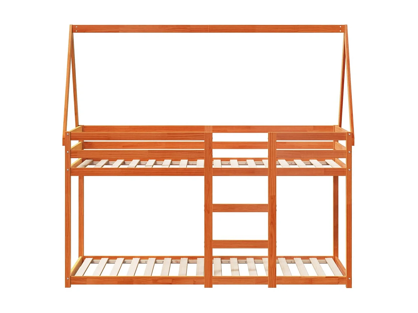 Etagenbett mit Dach Wachsbraun 90x200 cm Massivholz Kiefer