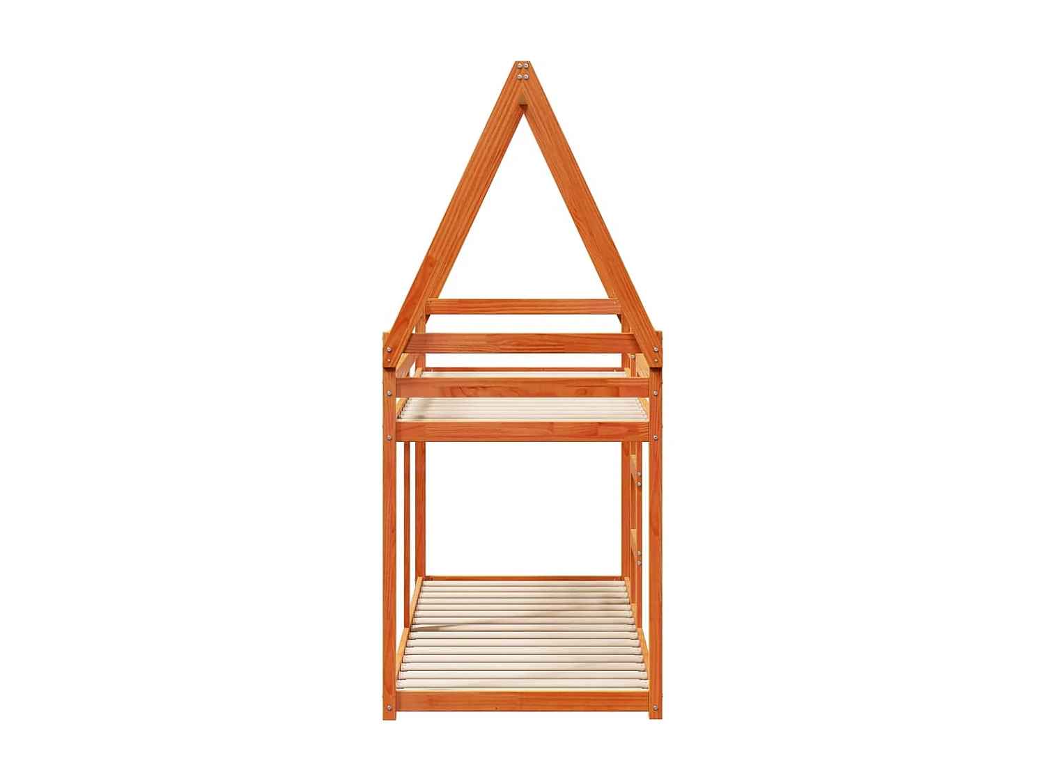Etagenbett mit Dach Wachsbraun 90x200 cm Massivholz Kiefer