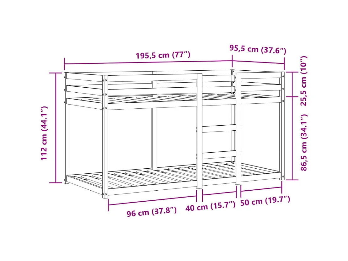 Stapelbed met gordijnen 90x190 cm grenenhout roze